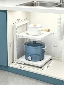Scaffale multifunzionale per la cucina, portapentole, organizer sotto il lavandino, 1 pezzo - Bianco - Visualizzare 8