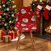 1/2/4/6pcs Christmas Print Shell Chair Covers Elastic Chair Covers For Home, Hotel, Restaurant Chairs, Casual Armless, Suitable For Kitchen, Office, Dining Room And Living Room - Multicolor - View 6