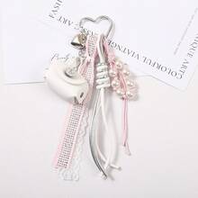 Korean Vintage Woven Tassel Pearl Chain Mini Leather Bag Charm, Cute Bag Pendant Keychain - Multicolor - View 7