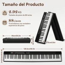 Teclado de Piano Digital Plegable DASHLINE de 88 Teclas con MIDI y Bluetooth - Negro - Ver 11