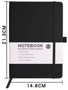 1 A5 Hardcover Dot Grid Notebook, 192 Pages Dotted Bullet Journal, Portable Notebook With Elastic Band And Pen Holder, For Writing, Planning, Journaling, School, Office, And Study - A5 - View 10