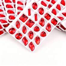 Assorted Shapes, 20pcs/Pack, Mixed Shapes, Flat Back Double Hole Exquisite Glass Rhinestones, Used For Sewing Wedding Dresses, Handbags And Shoes, Jewelry Making, Craft Accessories - Assorted Shapes 20pcs - View 33
