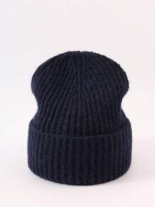 3pcs Ribbed Knit Beanie Hat Set, Minimalist Solid Color Loose Fit Warm Ear Protection Hats For Men & Women, Autumn/Winter - 3pcs - View 31