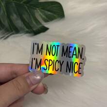 I'm Not Mean, I'm Spicy Nice Vinyl Sticker – Funny Quote Decal For Water Bottles, Laptops, Tumblers & More – Self-Adhesive, Reusable Design On Plastic, Wood, Glass, Metal & Surfaces - Multicolor - View 13