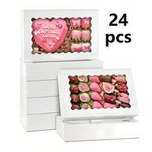 Auto Pop-Up White Bakery Box With Wave Window, Paper Gift Box For Strawberry Chocolate, Cake, Dessert Packaging - View 7