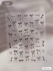 2 Styles Black & White Bowknot Decorative Stickers, Minimalist Hand-Drawn English Letter, Suitable For Phone Case, Earphone Case, Camera Decoration, Sweet & Cool Style Decorative Material Stickers, Multi-Purpose Creative Decorative Small Items - Black and White Bow Stickers - View 6