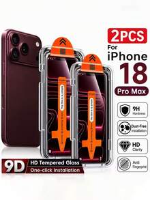 2 Packs [2026 New] 9D 9H Hardness Tempered Glass Screen Protector Compatible With Iphone 18 Pro Max/18 Pro, Dust-Free Installation Tray, Ultra-Thin, HD Clear, Oleophobic Anti-Fingerprint, Scratch Resistant, Shatterproof, Full Coverage, Bubble Free, Easy Install, Case Friendly, Birthday Gift For Friends & Family - Clear - View 2