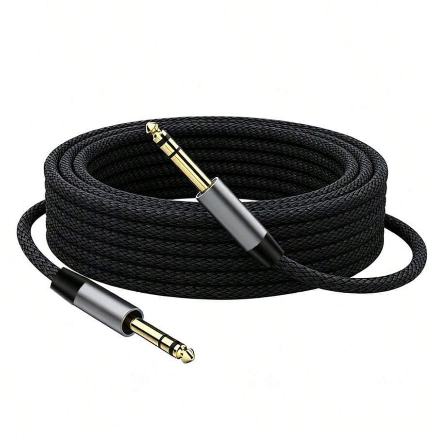 6.35mm 1/4" Male Guitar Cable, Balanced Stereo Instrument Audio Cable For Electric Guitar, Bass, Keyboard, Mixer, Amplifier, Speaker, Equalizer - one-size - View 1