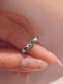 1pc Heart-Shaped Diamond Ring, Exquisite Unique Jewelry Gift, Suitable For Ball, Party, Gathering - Heart Ring Diamond - View 1
