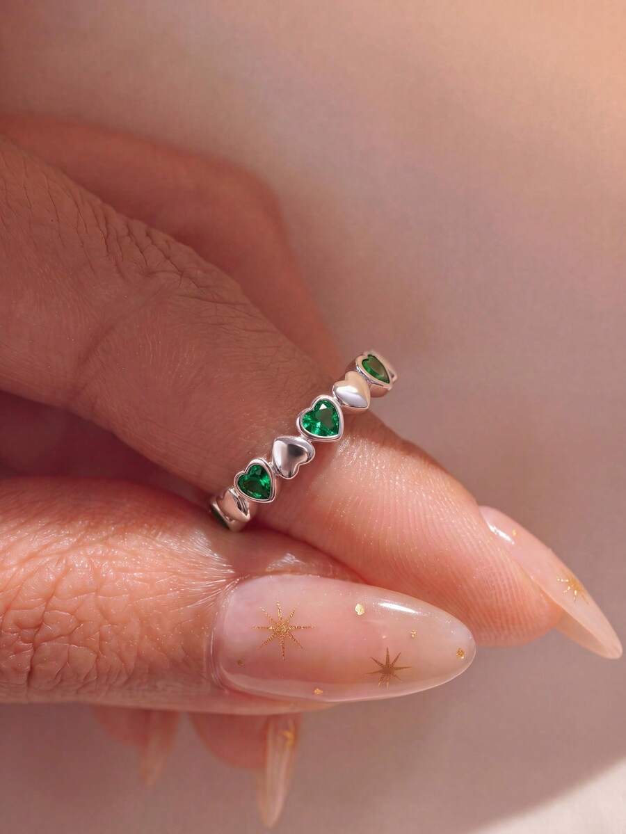 1pc Heart-Shaped Diamond Ring, Exquisite Unique Jewelry Gift, Suitable For Ball, Party, Gathering - Heart Ring Diamond - View 1