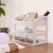 1pc 1Layer Large Capacity Drawer Cosmetic Storage Box Plastic Cosmetic Storage Box Lipstick Holder Office Supplies Storage Box Jewelry Box, Suitable For Vacation Beaches, Bathrooms, Bedrooms And Other Places, Large Capacity - White - View 6