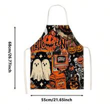 1 buah Celemek Halloween Vintage Motif Hantu & - Desain Tanpa Lengan, Tahan Lama dan Nyaman, Dicetak dengan Pola Kolase Hantu, Kerangka, dan , Cocok untuk Memasak, Memanggang, dan Membersihkan Rumah, Celemek Pekerjaan Rumah Tangga, Celemek Berkebun, Hadiah Liburan Halloween yang Menyenangkan - MultiWarna - View 13