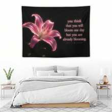 1pc Lily Flower Wall Tapestry, Tropical Floral & Leaf Aesthetic Landscape Wall Hanging, Bedroom & Living Room Decor - Multicolor - View 4