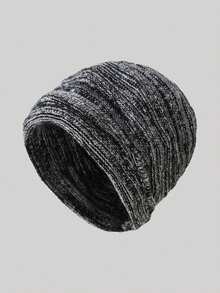 1pc Folded Brim Knit Hat, Minimalist Solid Color Loose Oversized Beanie, Warm Ear Protection Knitted Hat For Men And Women, Autumn/Winter - C - View 39