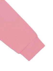 A Girls' Pink Color-Blocked Crewneck Sweatshirt, Printed With A Simple Pattern, Suitable For Cold Weather, Loose Long-Sleeve Pullover Top - Pink - View 4