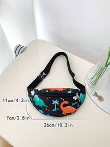 Cartoon Dinosaur Print Kids Waist Bag, Adjustable Crossbody Chest Bag For Boys And Girls, Lightweight Outdoor Coin Purse - A - View 2