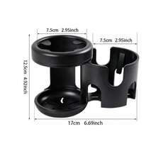 Tempat Gelas Ganda 2-in-1, Rak Penyimpanan Stroller Berputar 360° - Cocok untuk Sepeda, Kursi Roda, Tempat Gelas Stroller (Satu Gelas Menjadi Dua Gelas) - Hitam - View 9