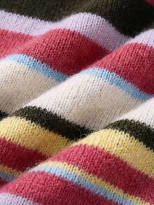 Just Masa Women's Fall Casual Multi-Striped Colorblock Sweater Cardigan,Long Sleeve V Neck Loose Rib-Knit Coat,For Daily Wear,Going Out,Halloween - Colorful Stripes - View 10
