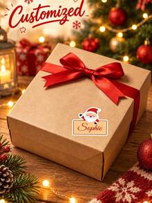 Customized Name Stickers Christmas Name Labels, Featuring Santa Claus Holding Sign Pattern, Holiday Gift Labels, Customizable Name Or Text, Self-Adhesive Paper, Office Labels, Suitable For Water Bottles, Laptops, Planners, School Supplies - Multicolor - View 3