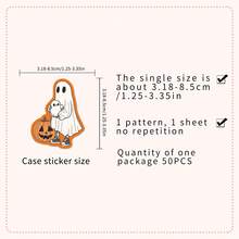 50pcs Vintage Cartoon Halloween Ghost Skull Creative Decorative Storage Box Stationery Notebook Stickers - Multicolor - View 2