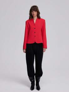 Women's New Chinese Style Long Sleeve Casual Blazer Jacket, Suitable For Autumn - Red - View 4