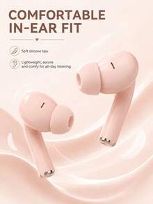Bright Pink Bluetooth 5.4 TWS In-Ear Earbuds, Ergonomic Lightweight Skin-Friendly Ear Tips, 13MM Large Driver, Hi-Fi Stereo, 10m Stable Signal, Suitable For Commuting, Studying, Fitness, Travel, Cute Aesthetic Accessory, Perfect Birthday Gift - View 2
