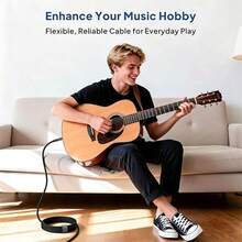6.35mm 1/4" Male Guitar Cable, Balanced Stereo Instrument Audio Cable For Electric Guitar, Bass, Keyboard, Mixer, Amplifier, Speaker, Equalizer - one-size - View 6