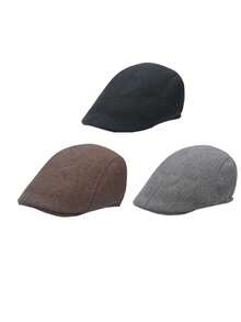 1/2 buah Baret Unisex Warna Polos yang Dapat Diatur, Topi Kasual Luar Ruangan Modis, Cocok untuk Musim Gugur/Dingin, Jalanan, Bisnis, Pesta - MultiWarna - View 22
