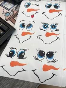 6 Mini Snowman Face Stickers Per Sheet, Christmas Balloon Decoration Set, DIY Craft Accessories, Holiday Party Decor, Gift Wrapping, Card Making, Self-Adhesive Peel And Stick, Cute Snowman Design, Create Warm Christmas Atmosphere - Multicolor - View 5