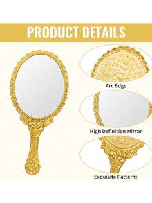 1/4/10/20pcs Vintage Handheld Makeup Mirror Set, With Gold/Silver/Rose Gold Compact Embossed Design, Portable Makeup Mirror, This Small Embossed Mirror Is Perfect For Princess Theme Party And Travel - Multicolor - View 4