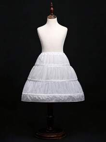 Young Girl White Underwire Waist Elastic Waist Slip Skirt - White - View 4