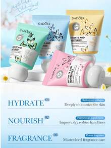 4pcs Hand Cream Set Moisturizing Hydrating Anti-Cracking Hand Care For Autumn And Winter - Floral - View 3