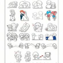 62 buah Stiker Garis Minimalis untuk Pasangan, Stiker Dekoratif Tahan Air, Cocok untuk DIY, Casing Ponsel, Tablet, Album Foto, dan Gambar Iseng Siswa - A - View 8