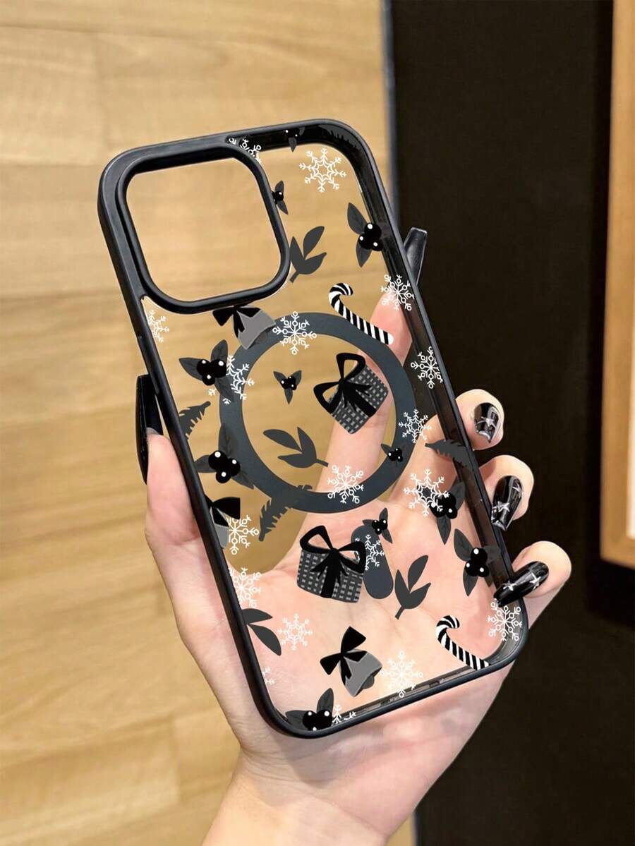 1 قطعة بطانية هاتف بتصميم إبداعي شخصي كامل الشاشة بنمط فيونكة عيد الميلاد وصندوق هدايا وزهور وفاكهة وندفة ثلج، مغناطيسي مطفي بفتحة كبيرة من مادة TPU مضاد للسقوط وغلاف ناعم واقي متوافق مع Apple 11/12/13/14/14 Plus/15/15 Plus/16/16 Plus/17/17 Pro/18 Pro/18 PM وموديلات أخرى - متعدد الألوان - مشاهدة 1