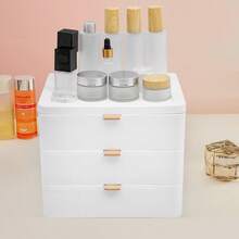 Quiltern Desktop Storage Box, Desktop Drawers, Desktop Storage Organizer With Drawer, Drawer Organizer, Desktop Office Organizer, For Storing Books, Jewelry, Cosmetics, Snacks, Sundries, White (3 Layers) - A - View 2