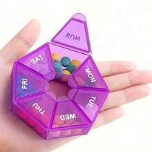 1pc Mini 7-Day Portable Pill Box: This 7-Compartment Storage Box Is Perfect For Organizing Medications. It's An Ideal Travel Pill Box, Small Pill Box, Portable Medication And Vitamin Storage Box. Large Capacity Compartments Make It Convenient To Portion Pills, Fish Oil, Health Supplements, Portable Dispensing Box, 7-Day Pill Box, Independent Compartment Medication Storage Box, Travel Medication Box, Dormitory Essential Medication Box - Multicolor - View 5