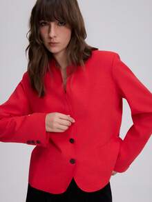 Women's New Chinese Style Long Sleeve Casual Blazer Jacket, Suitable For Autumn - Red - View 3