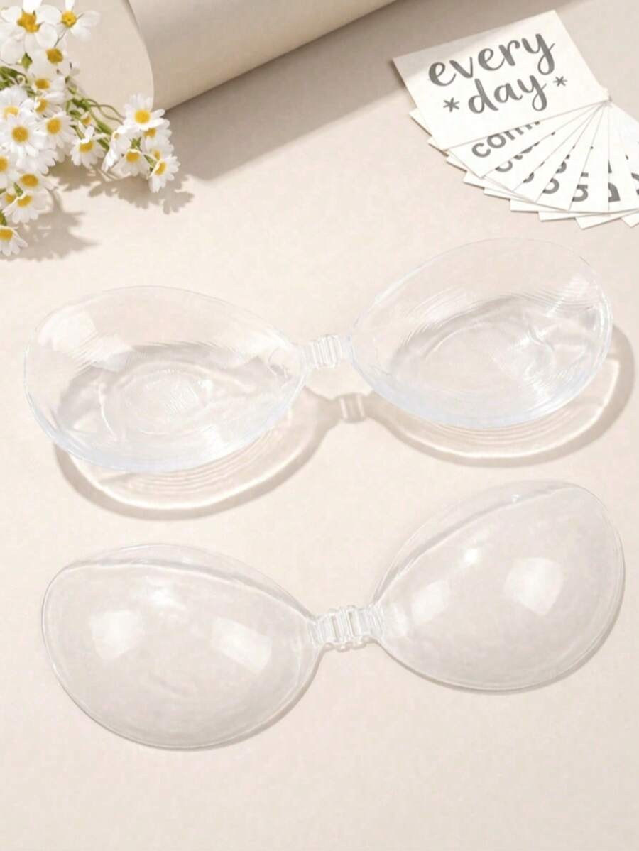 1pc Women's Transparent Invisible Bra, Reusable Silicone Material, Strapless And Backless Design, Suitable For Swimwear, Wedding Dress, Backless Outfits - Multicolor - View 1