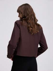 Women's Double-Breasted Napoleon Style Jacket Coat Suitable For Autumn - Brown - View 2