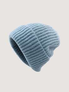 3pcs Ribbed Knit Beanie Hat Set, Minimalist Solid Color Loose Fit Warm Ear Protection Hats For Men & Women, Autumn/Winter - 3pcs - View 30