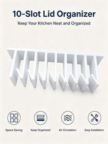 1/2pcs Lid Loft Lid Storage Rack, Slot-Style Lid Organizer, 5/10-Slot Cabinet Hanging Storage Rack, Allows Food Container Lids To Be Stored Vertically, Separated And Easily Accessible, Without Taking Up Cabinet Space - Conventional - View 4