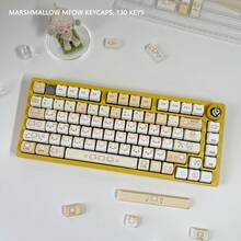 Tutup Tombol Sublimasi Pewarna Lima Sisi PBT Cetak Samping Tinggi MOA Lucu DIY untuk Keyboard Mekanik dengan Gambar Kepala Kucing Meow Permen Kapas - View 3