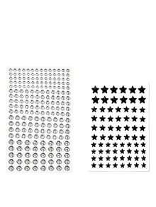 1 Set New Popular Black Large & Small Pentagram Transparent Large & Small Rhinestone Face Stickers, Y2K European & American Gothic Cool Vibe Facial Makeup Decoration Decals, Self-Adhesive Face Stickers Professional Store Supplies DIY Stickers - Multicolor - View 7