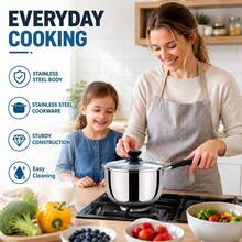 1pc Thick Stainless Steel Cooking Pot 18cm/7.09in, Long Heat-Resistant Handle, Fast Heat Conduction, Portable Multi-Functional Kitchenware, Suitable For Daily Home Cooking And Outdoor Camping - View 7