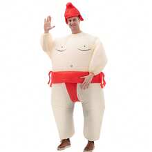 Halloween Christmas Party Red Sumo Inflatable Costume, Unisex Inflatable Costume, Holiday Personalized Outfit Inflatable Costume, Blower Included, Battery Not Included - Red - View 2