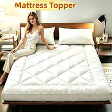 Premium Bedroom & RV Mattress Topper, Ultra Comfortable Floor Mattress Pads For RV, Bedroom, Dormitory, Camping, High Quality Polyester Fiber Material, White And Grey, Machine Washable - White - View 2
