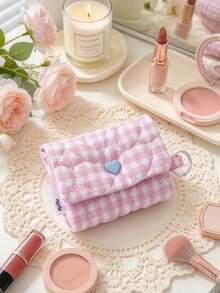 1 túi đựng tai nghe mini cầm tay chần bông dễ thương kèm nút hình trái tim, móc khóa, túi vải nhỏ đựng tai nghe cho nữ và bé gái, phụ kiện phong cách ngọt ngào thẩm mỹ - Nhiều màu - Xem 6