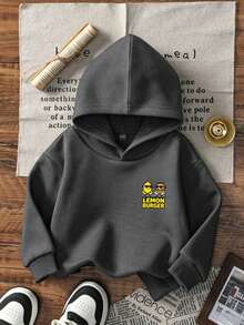 Boys' Fun DJ Food Cartoon Graphic Sweatshirt, Soft Comfortable Long Sleeve Pullover Sweatshirt, Suitable For Daily Wear - Dark Grey - View 6