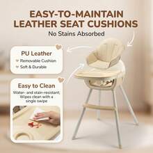 4-In-1 Convertible High Chair For Growing Kids, Removable Tray, Non-Slip Base, 5-Point Harness, Soft PU Seat, Footrest, 6-36 Months, Max Load 33lbs - Khaki - View 8