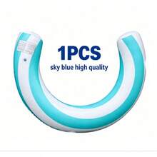 1pc/2pcs Inflatable Semi-Circular U-Shaped Candy Swim Float, Thickened PVC Striped Arch Inflatable Pool Float, Pool Party, Beach Fun - A - View 14
